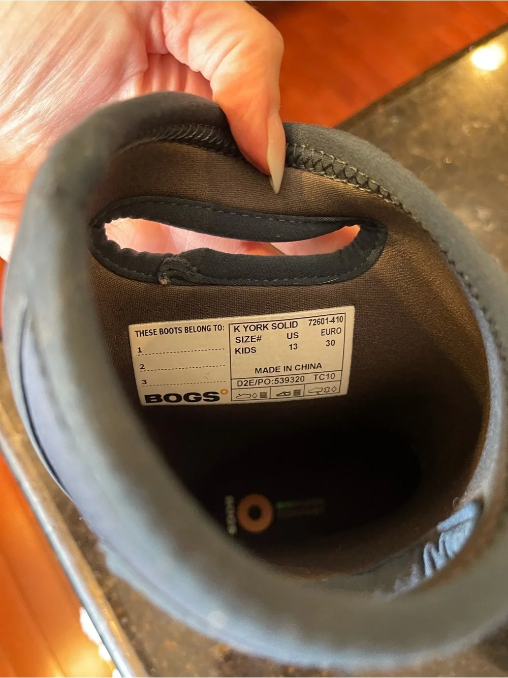 Bogs Kids York Navy Blue Waterproof Rain & Snow Boots with Pull Handles